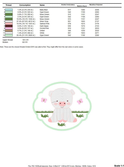 Pig embroidery design - Animal embroidery designs machine embroidery pattern - Baby boy embroidery file - Ranch animal farm instant download - Marcia Embroidery