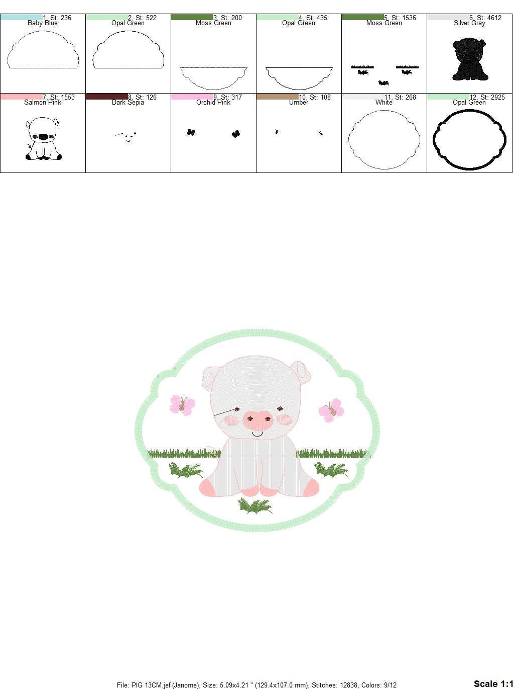 Pig embroidery design - Animal embroidery designs machine embroidery pattern - Baby boy embroidery file - Ranch animal farm instant download - Marcia Embroidery
