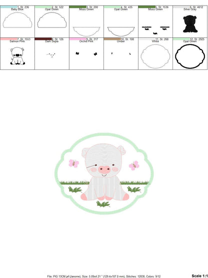 Pig embroidery design - Animal embroidery designs machine embroidery pattern - Baby boy embroidery file - Ranch animal farm instant download - Marcia Embroidery