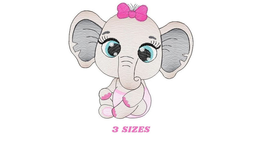 Baby Elephant embroidery designs -  Animal embroidery design machine embroidery pattern - Baby girl embroidery file - instant download pes