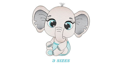Baby Elephant embroidery designs - Safari Wild Male Animal embroidery design machine embroidery pattern - instant digital download pes jef