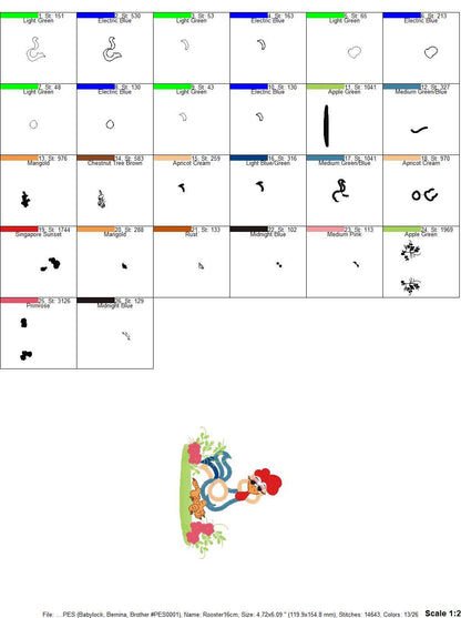 Rooster embroidery designs - Farm animals embroidery design machine embroidery pattern - instant download - Kitchen applique design Chicken