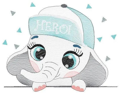 Elephant peek a boo embroidery designs - Animal embroidery design machine embroidery pattern - Baby boy embroidery file - instant download Marcia Embroidery