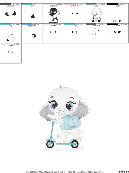 Elephant embroidery designs - Animal embroidery design machine embroidery pattern - Baby boy embroidery file - children embroidery download