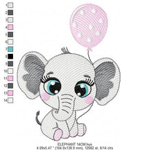 Load image into Gallery viewer, Baby Elephant embroidery designs - Party Balloon embroidery design machine embroidery pattern - Girl embroidery file - Elephant with balloon
