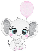 Load image into Gallery viewer, Baby Elephant embroidery designs - Party Balloon embroidery design machine embroidery pattern - Girl embroidery file - Elephant with balloon
