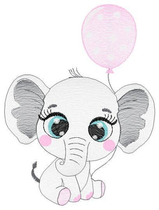 Baby Elephant embroidery designs - Party Balloon embroidery design machine embroidery pattern - Girl embroidery file - Elephant with balloon