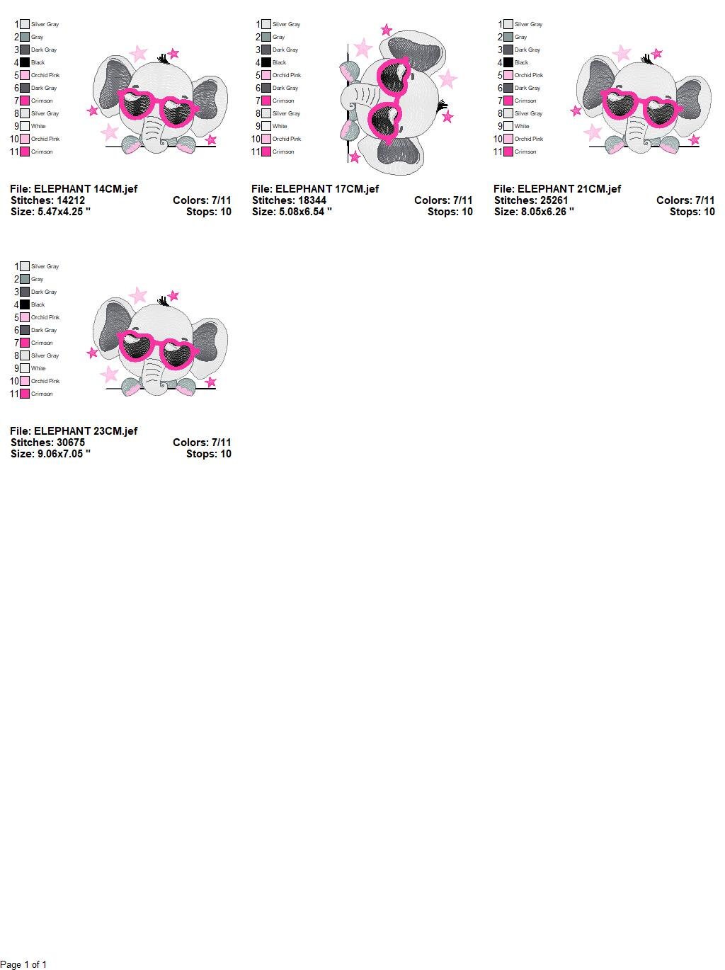 Peek a boo Elephant with sunglasses embroidery designs - Animal with stars embroidery design machine embroidery pattern - instant download