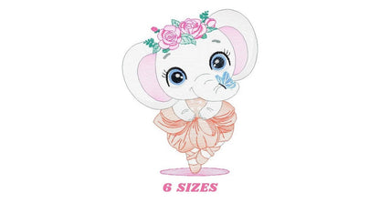 Elephant embroidery designs - Ballerina embroidery design machine embroidery pattern - Baby girl embroidery file - animal elephant ballerina