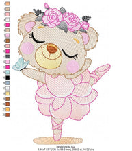 Carica l&#39;immagine nel visualizzatore di Gallery, Bear embroidery designs - Ballerina embroidery design machine embroidery pattern - Baby girl embroidery file - Ballerina with flowers design
