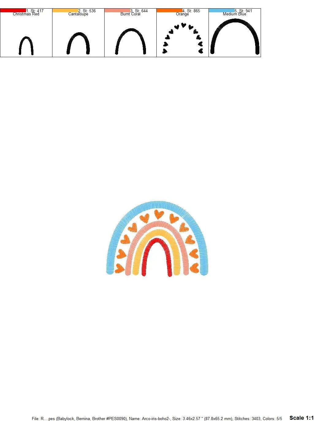 Boho Rainbow embroidery design - Rainbow with hearts embroidery designs machine embroidery pattern - Baby girl embroidery file - download Marcia Embroidery