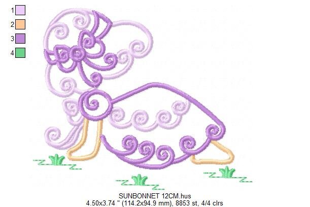 Curly Sunbonnet sue embroidery designs - Sun bonnet embroidery design machine embroidery pattern - Towel embroidery file - instant download Marcia Embroidery