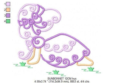 Curly Sunbonnet sue embroidery designs - Sun bonnet embroidery design machine embroidery pattern - Towel embroidery file - instant download Marcia Embroidery