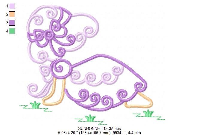 Curly Sunbonnet sue embroidery designs - Sun bonnet embroidery design machine embroidery pattern - Towel embroidery file - instant download Marcia Embroidery