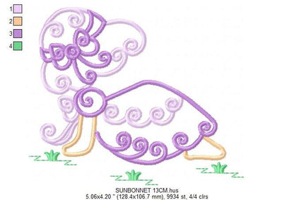 Curly Sunbonnet sue embroidery designs - Sun bonnet embroidery design machine embroidery pattern - Towel embroidery file - instant download Marcia Embroidery
