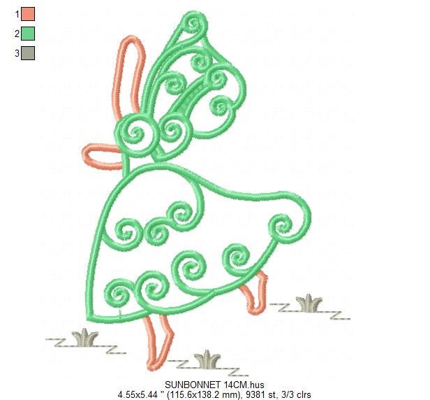 Curly Sunbonnet sue embroidery designs - Sun bonnet embroidery design machine embroidery pattern - Kitchen embroidery file  instant download