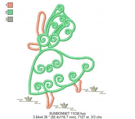 Curly Sunbonnet sue embroidery designs - Sun bonnet embroidery design machine embroidery pattern - Kitchen embroidery file  instant download