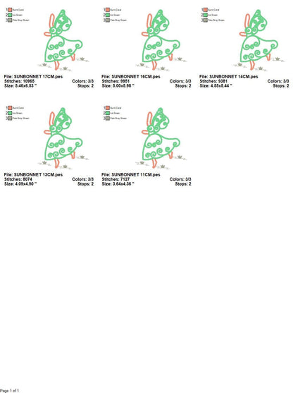 Curly Sunbonnet sue embroidery designs - Sun bonnet embroidery design machine embroidery pattern - Kitchen embroidery file  instant download