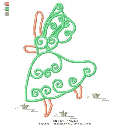 Curly Sunbonnet sue embroidery designs - Sun bonnet embroidery design machine embroidery pattern - Kitchen embroidery file  instant download