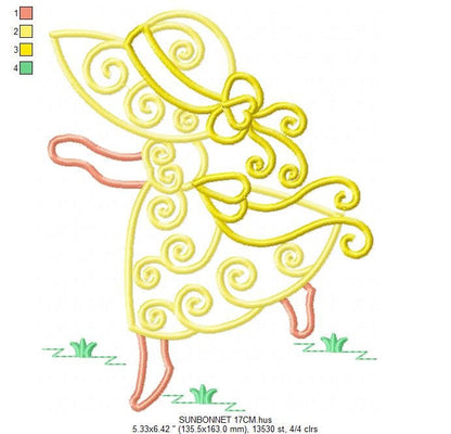 Sunbonnet sue embroidery designs - Sun bonnet embroidery design machine embroidery pattern - Kitchen embroidery file - instant download pes