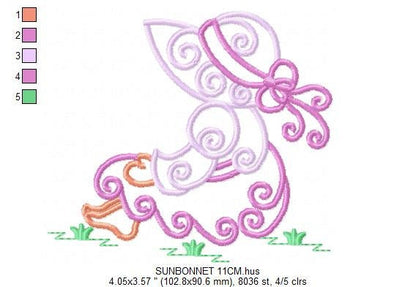 Sunbonnet sue embroidery designs - Sun bonnet embroidery design machine embroidery pattern - Kitchen embroidery file - instant download pes