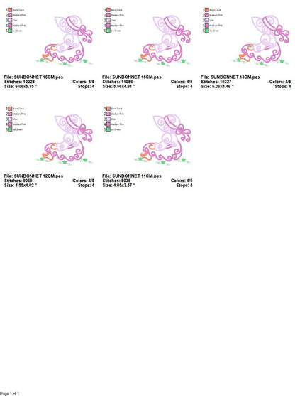 Sunbonnet sue embroidery designs - Sun bonnet embroidery design machine embroidery pattern - Kitchen embroidery file - instant download pes