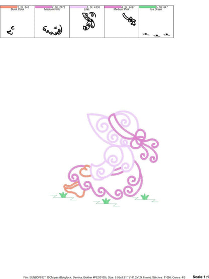 Sunbonnet sue embroidery designs - Sun bonnet embroidery design machine embroidery pattern - Kitchen embroidery file - instant download pes