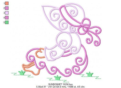 Sunbonnet sue embroidery designs - Sun bonnet embroidery design machine embroidery pattern - Kitchen embroidery file - instant download pes