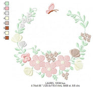 Charger l&#39;image dans la galerie, Monogram Frame embroidery designs - Flower embroidery design machine embroidery pattern - Rose wreath embroidery file - instant download
