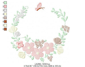 Monogram Frame embroidery designs - Flower embroidery design machine embroidery pattern - Rose wreath embroidery file - instant download