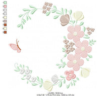 Load image into Gallery viewer, Monogram Frame embroidery designs - Flower embroidery design machine embroidery pattern - Rose wreath embroidery file - instant download
