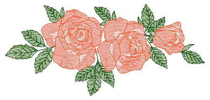 Roses embroidery designs - Red Flowers Divider machine embroidery pattern - Kitchen Towel file - Instant digital download jef pes dst hus - Marcia Embroidery