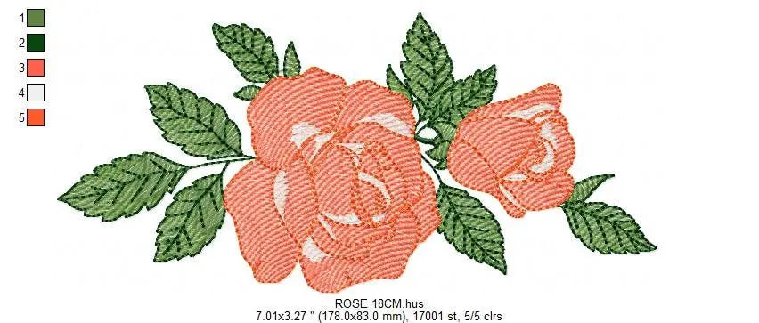 Roses embroidery designs - Flower embroidery design machine embroidery pattern - Rose embroidery file - Flowers for towels embroidery pes Marcia Embroidery