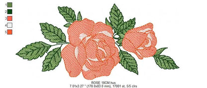 Roses embroidery designs - Flower embroidery design machine embroidery pattern - Rose embroidery file - Flowers for towels embroidery pes Marcia Embroidery