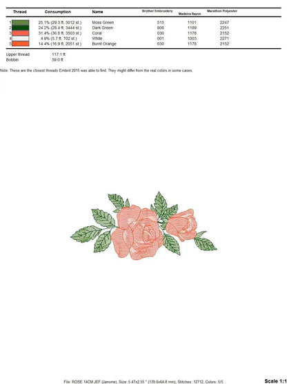 Roses embroidery designs - Flower embroidery design machine embroidery pattern - Rose embroidery file - Flowers for towels embroidery pes Marcia Embroidery