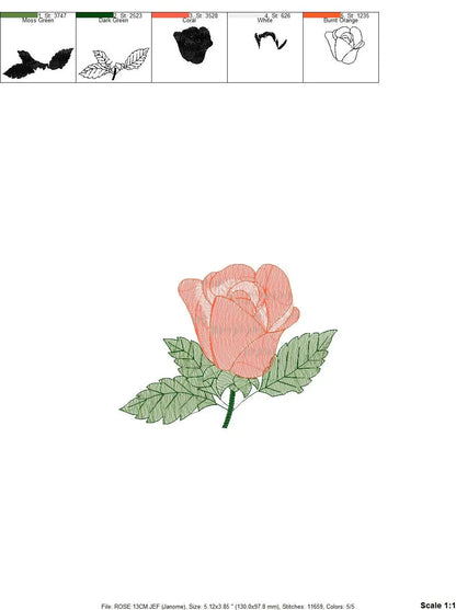 Roses embroidery designs - Flower embroidery design machine embroidery pattern - Rose embroidery file - Flowers for towels embroidery pes Marcia Embroidery