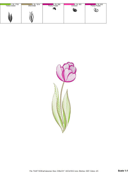 Delicate Tulip embroidery designs - Flower embroidery design machine embroidery pattern - Floral embroidery file - instant download pes jef Marcia Embroidery