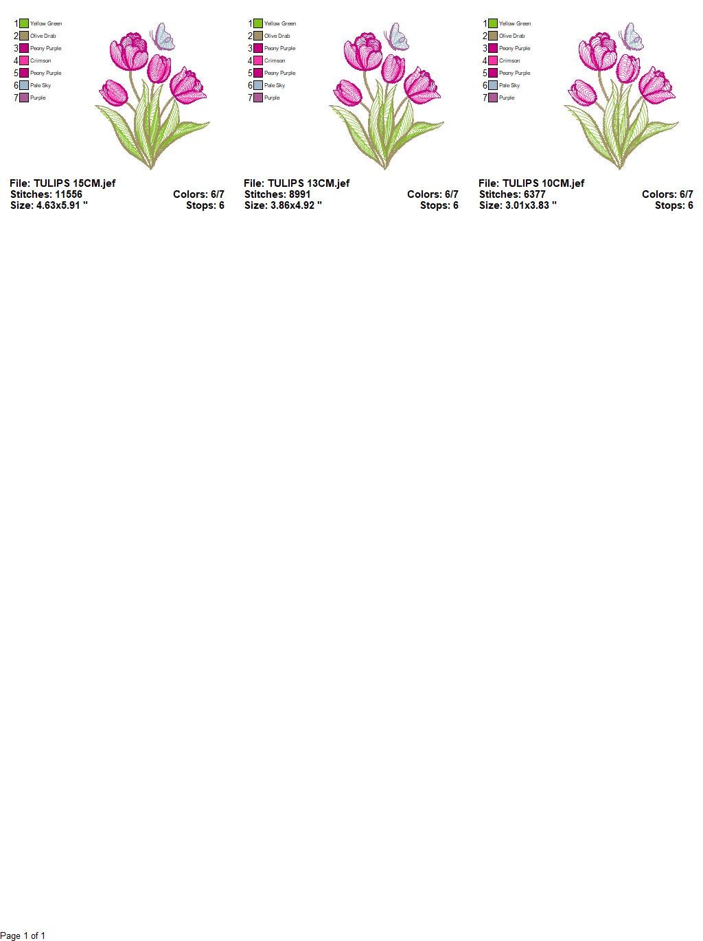 Tulip embroidery designs - Flower embroidery design machine embroidery pattern - Delicate Butterfly embroidery file - instant download pes