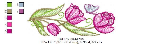 Tulip embroidery designs - Flower embroidery design machine embroidery pattern - Floral embroidery file - instant digital download pes jef