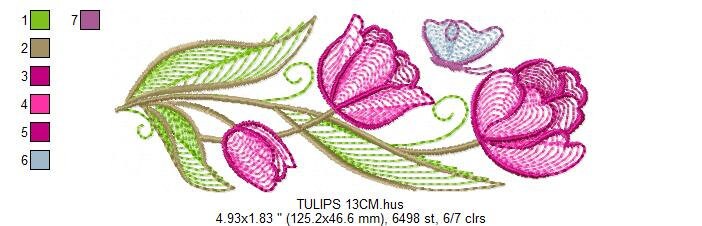 Tulip embroidery designs - Flower embroidery design machine embroidery pattern - Floral embroidery file - instant digital download pes jef