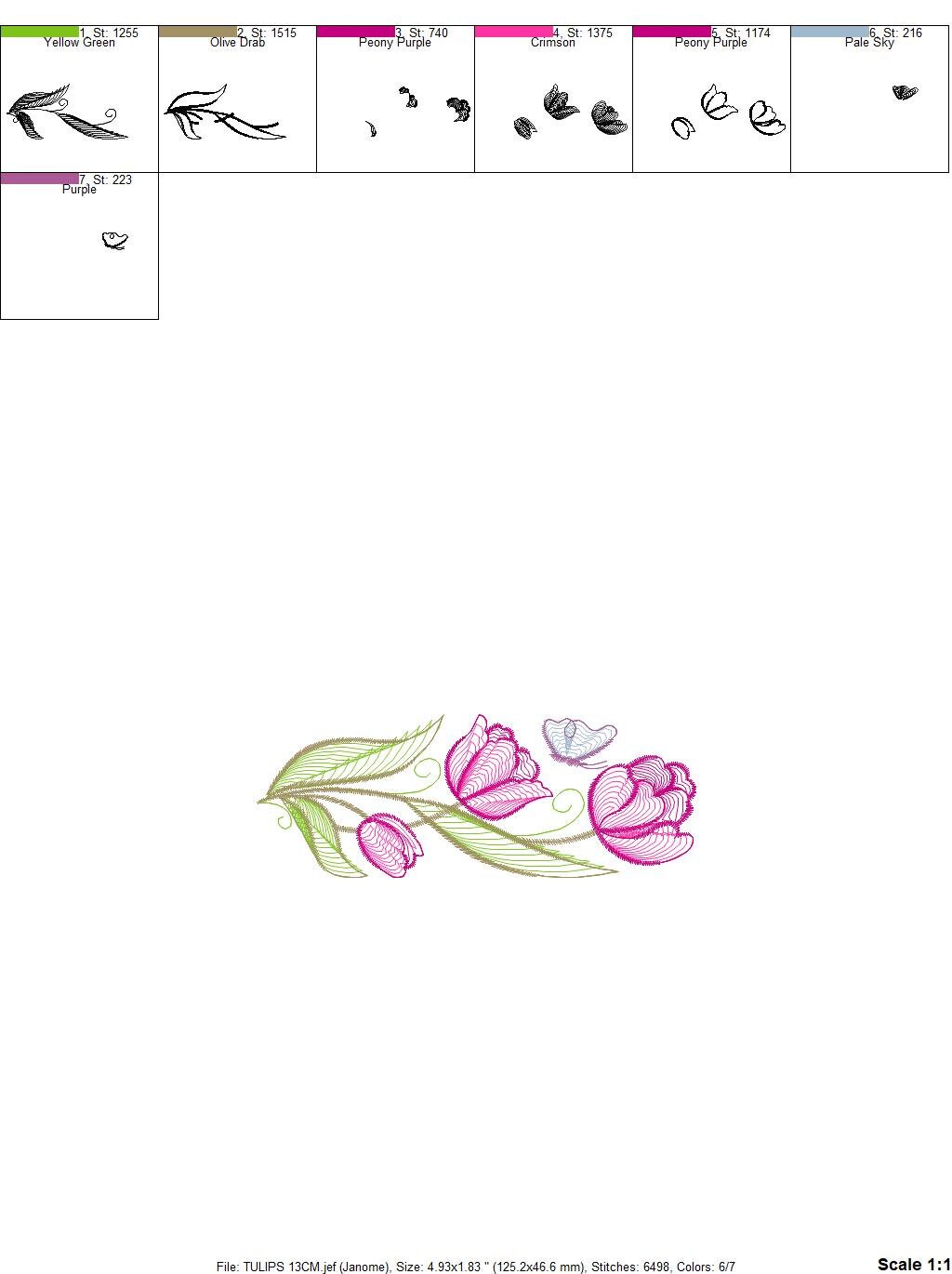 Tulip embroidery designs - Flower embroidery design machine embroidery pattern - Floral embroidery file - instant digital download pes jef