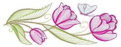 Tulip embroidery designs - Flower embroidery design machine embroidery pattern - Floral embroidery file - instant digital download pes jef