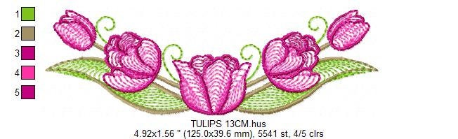 Tulip embroidery designs - Flower embroidery design machine embroidery pattern - Flower wreath laurel embroidery file - instant download pes