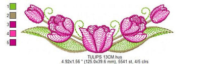 Tulip embroidery designs - Flower embroidery design machine embroidery pattern - Flower wreath laurel embroidery file - instant download pes