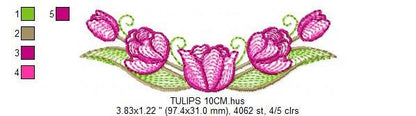 Tulip embroidery designs - Flower embroidery design machine embroidery pattern - Flower wreath laurel embroidery file - instant download pes
