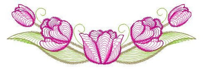 Tulip embroidery designs - Flower embroidery design machine embroidery pattern - Flower wreath laurel embroidery file - instant download pes