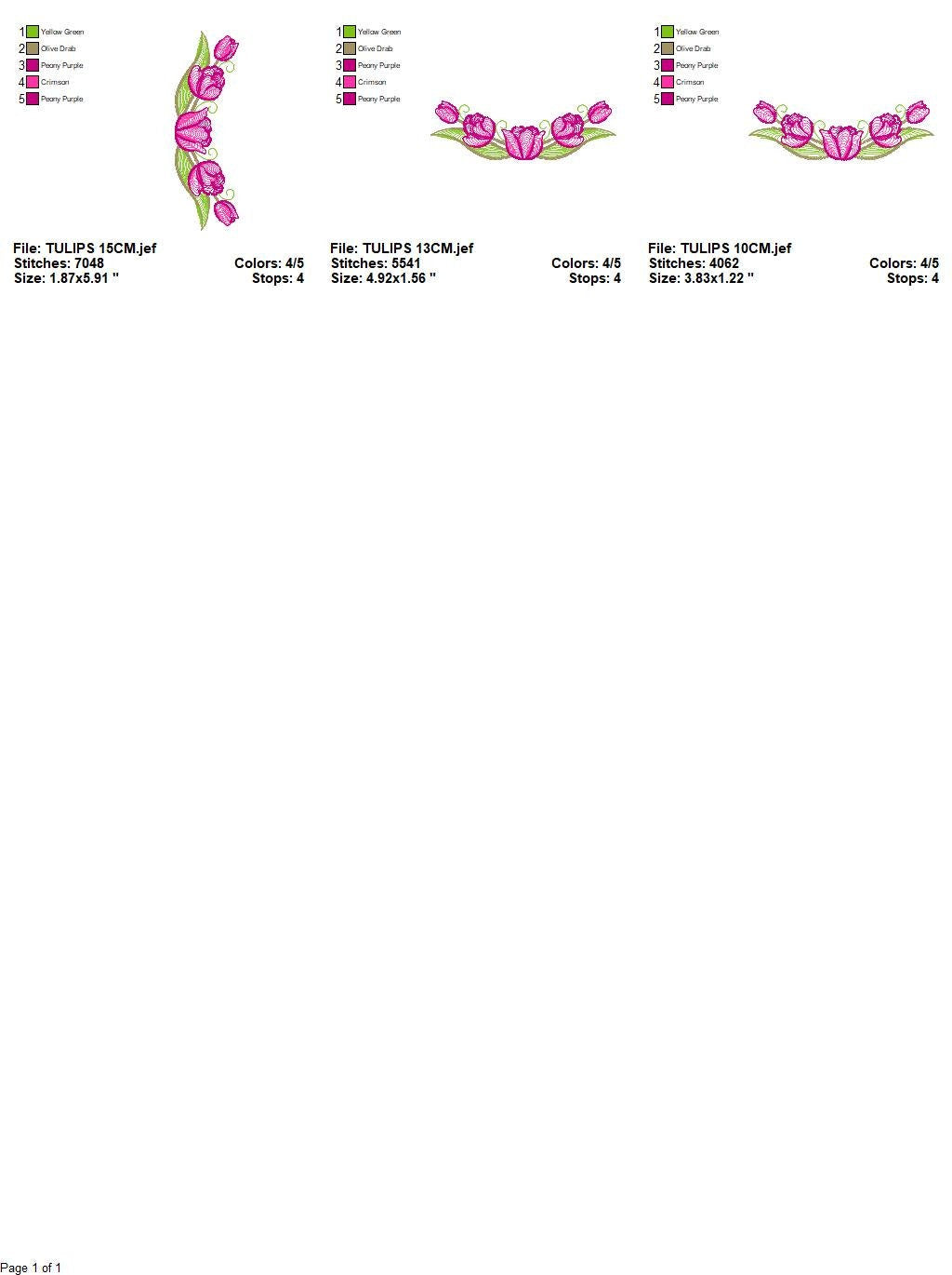 Tulip embroidery designs - Flower embroidery design machine embroidery pattern - Flower wreath laurel embroidery file - instant download pes