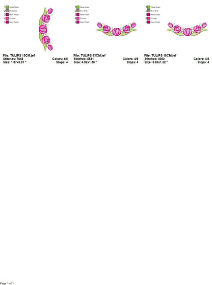 Tulip embroidery designs - Flower embroidery design machine embroidery pattern - Flower wreath laurel embroidery file - instant download pes