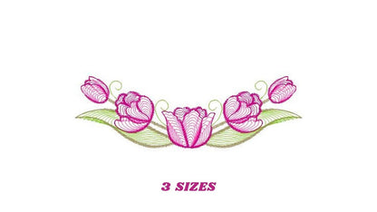 Tulip embroidery designs - Flower embroidery design machine embroidery pattern - Flower wreath laurel embroidery file - instant download pes