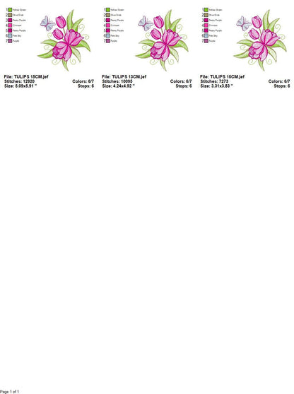 Tulip embroidery designs - Flower embroidery design machine embroidery pattern - Flower corner embroidery file - instant download pes floral